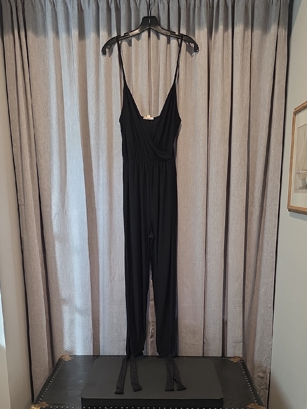 Rolla Coster Black Boho Sleeveless Jumpsuit with V-neck Plunge